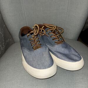 POLO RALPH LAUREN SHOES MEN'S 9 VAUGHN Blue Canvas/Suede Leather